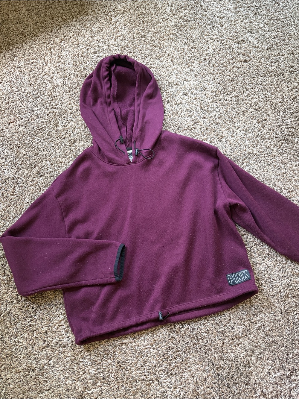 PINK Maroon Hooded Pullover
